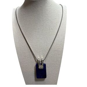 Elegant White House Black Market Silver and Blue Pendant Necklace